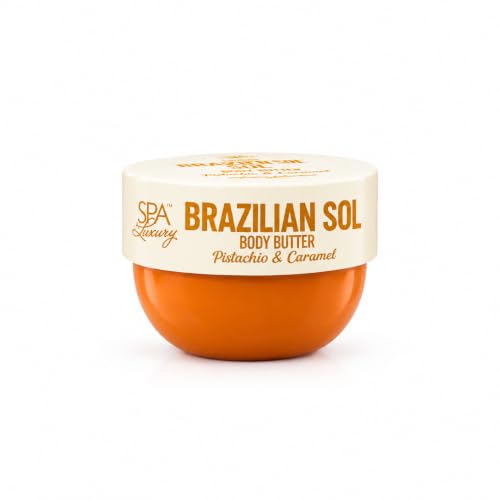 Spa Luxury Brazilian Sol Body Butter, Pistachio & Caramel, 6 oz (170g) | Cocoa Seed Butter, Pistachio Seed Oil, With Collagen, Post-Shower Moisturizer, Rich Body Cream