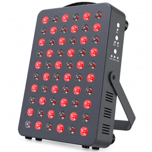 Hooga Red Light Therapy Panel – 660nm Red & 850nm Near Infrared Light Therapy Device, LED Light Therapy Lamp for Face & Body, 60 LEDs, Timer, Stand, Carrying Handle – HG300