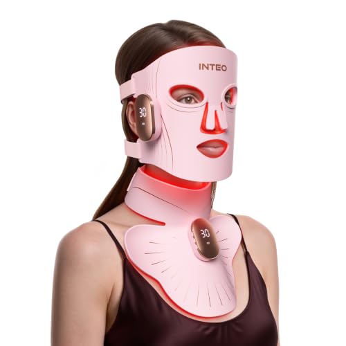 Red Light Therapy Mask for Face & Neck, 4 Light Modes 660nm & 850nm Red Infrared LED, 2000mAh Cordless LED Face Mask, 680 LEDs, Hands-Free Anti-Aging Skin Firming Portable Skincare for Home