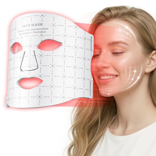 GIHWRRI FDA-Cleared LED Light Therapy Mask, 7-Color Red Light Therapy for Face Anti-Aging, Wrinkle Reduction & Acne, Rechargeable Soft Silicone Home Skincare Device