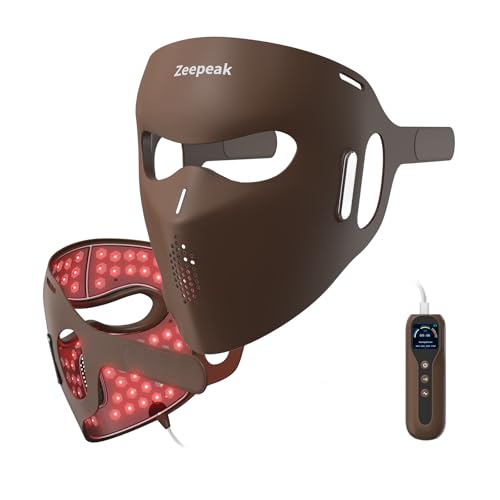 Zeepeak 3D LED Red Light Therapy Mask for Face, FDA-Cleared, 360 LEDs, Anti-Aging & Blemish Repair,5 Modes Red, Blue, Yellow with 850nm & 1072nm Dual-NIR,Eye-Protection,Portable Design for Home Travel