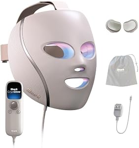 Shark CryoGlow LED Face Mask with Under-Eye Cooling, Anti-Ageing & Blemish Repair, Red