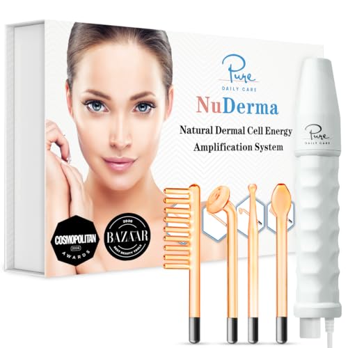 Pure Daily Care NuDerma Handheld Skin Therapy Wand Machine w/Neon – Anti-Aging - Skin Tightening - Wrinkle Reducing - Dark Circles – Clarifying - Hair & Scalp Stimulator