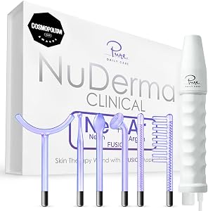 Pure Daily Care NuDerma Clinical Portable Skin Therapy Wand, Machine with 6 Fusion Neon + 