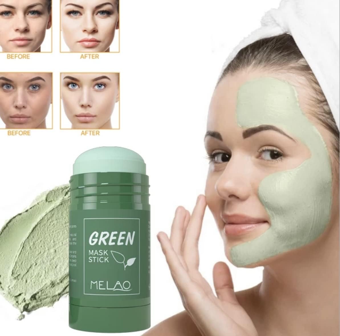 Green Tea Mask for Face, (1.35oz) Luxury Clay Detox for Scrub, Skin Care Exfoliator, alternative for Clay, Mud, Facial Mas...