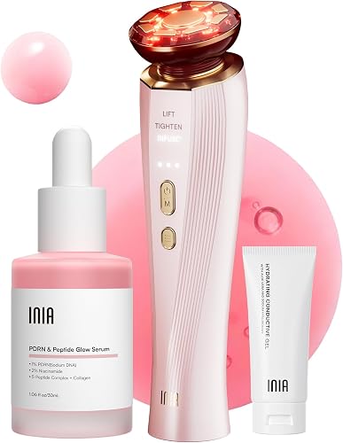 INIA Flare 3-in-1 Microcurrent Facial Device Red Light Therapy for Fac — Our hands-on testing setup for ziip halo review