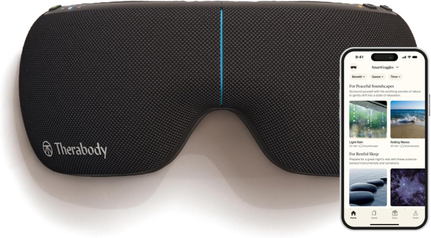 Therabody SmartGoggles (2nd Generation) Heated Eye Mask & Eye Massager - Blackout Sleep Mask & Temple Massage for Personal...