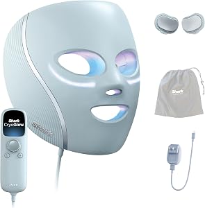 Shark CryoGlow LED Face Mask with Under-Eye Cooling, Anti-Ageing & Blemish Repair, Red