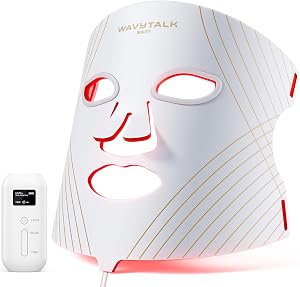 wavytalk Red Light Therapy Mask for Face, Glow Time LED Face Mask Light Therapy for Anti-F