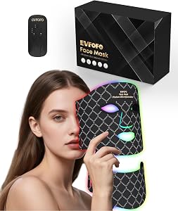 EVFOFO 7-Color LED Red Light Mask with 630nm & 850nm NIR - Red Light Therapy for Face