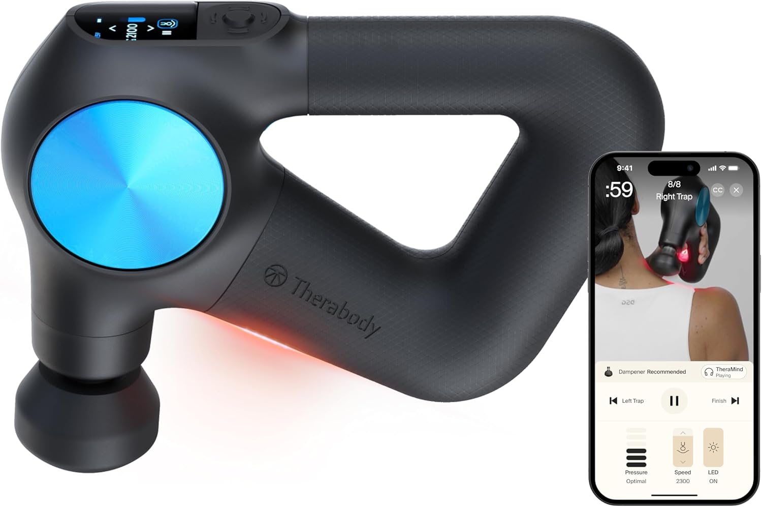 Therabody Theragun PRO Plus - 6-in-1 Deep Tissue Percussion Massage Gun, Handheld Personal Massager for Full Body Pain Rel...