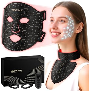 FDA-Cleared Red Light Therapy for Face & Neck, Rechargeable 7-in-1 LED with 850nm &amp