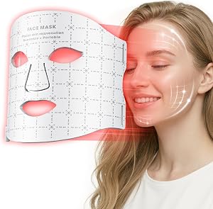 GIHWRRI FDA-Cleared LED Light Therapy Mask, 7-Color Red Light Therapy for Face Anti-Aging,