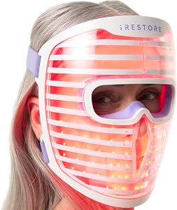iRestore LED Face Mask for Youthful Skin, Red Light Therapy for Face, Red, Blue & Infr